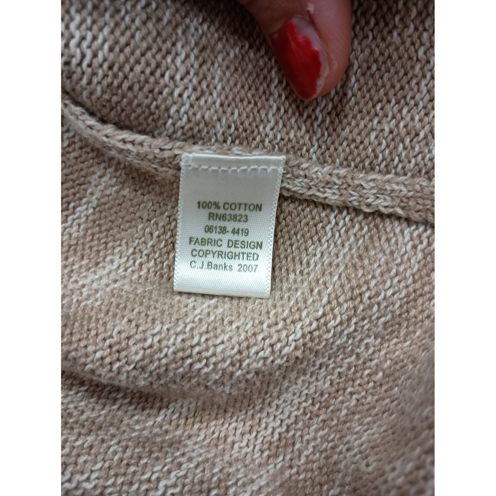 90s VTG CJ Banks Sweater Womens 1X Tan Rooster Hand Embroidered Farmcore Cotton - Picture 7 of 11